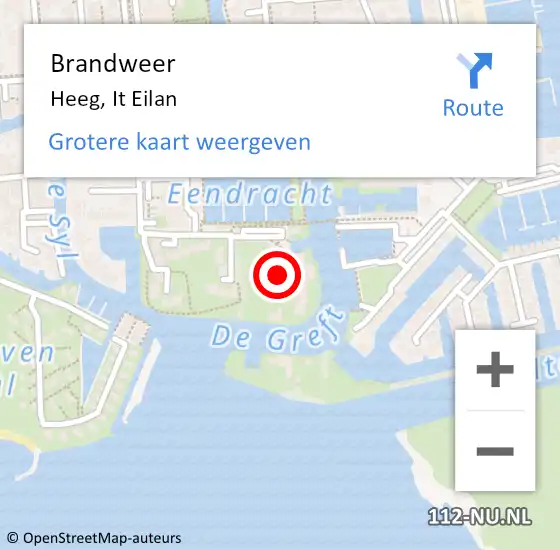 Locatie op kaart van de 112 melding: Brandweer Heeg, It Eilan op 10 oktober 2013 20:09