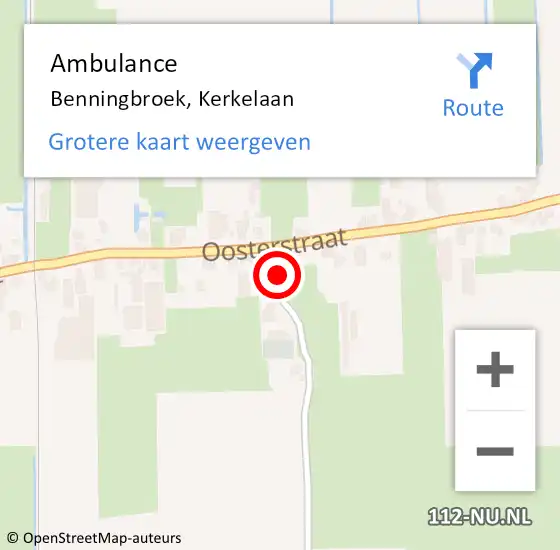 Locatie op kaart van de 112 melding: Ambulance Benningbroek, Kerkelaan op 8 december 2022 13:14