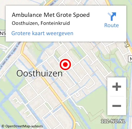 Locatie op kaart van de 112 melding: Ambulance Met Grote Spoed Naar Oosthuizen, Fonteinkruid op 8 december 2022 13:31