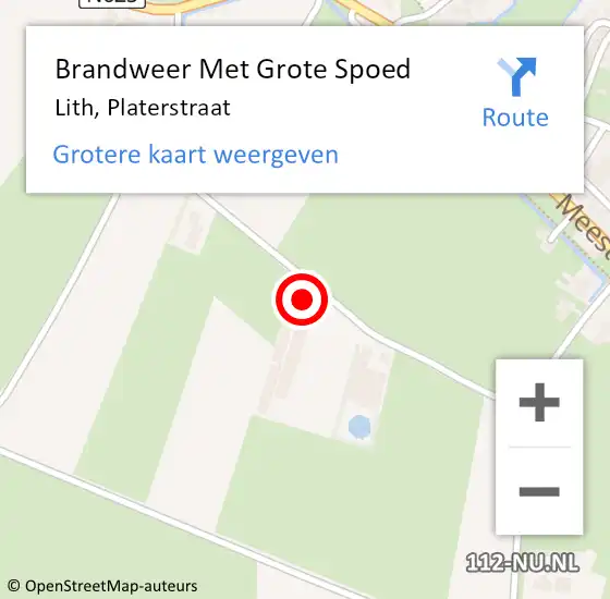 Locatie op kaart van de 112 melding: Brandweer Met Grote Spoed Naar Lith, Platerstraat op 8 december 2022 13:40