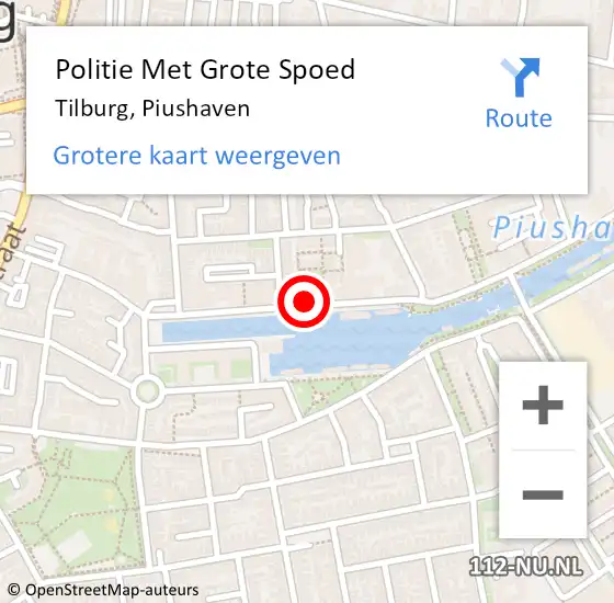Locatie op kaart van de 112 melding: Politie Met Grote Spoed Naar Tilburg, Piushaven op 8 december 2022 13:41