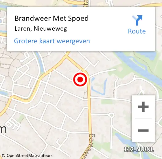 Locatie op kaart van de 112 melding: Brandweer Met Spoed Naar Laren, Nieuweweg op 8 december 2022 13:53