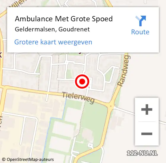Locatie op kaart van de 112 melding: Ambulance Met Grote Spoed Naar Geldermalsen, Goudrenet op 8 december 2022 14:50