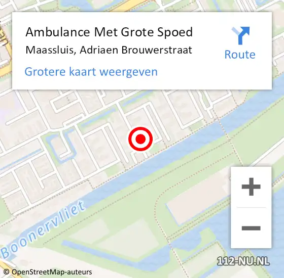 Locatie op kaart van de 112 melding: Ambulance Met Grote Spoed Naar Maassluis, Adriaen Brouwerstraat op 8 december 2022 14:51