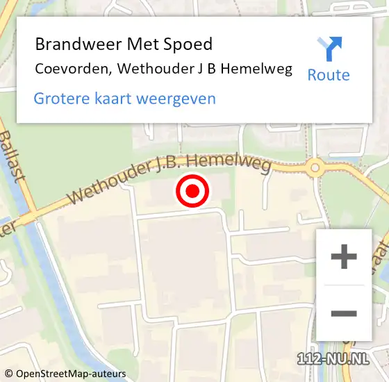 Locatie op kaart van de 112 melding: Brandweer Met Spoed Naar Coevorden, Wethouder J B Hemelweg op 8 december 2022 15:07