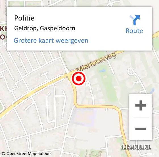 Locatie op kaart van de 112 melding: Politie Geldrop, Gaspeldoorn op 8 december 2022 15:18