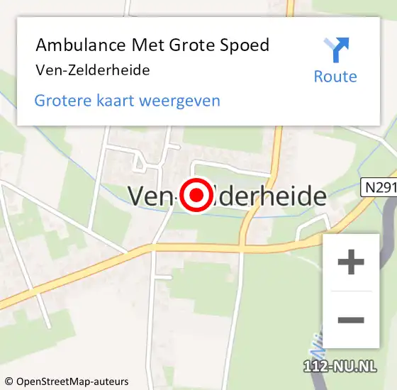 Locatie op kaart van de 112 melding: Ambulance Met Grote Spoed Naar Ven-Zelderheide op 8 december 2022 15:22