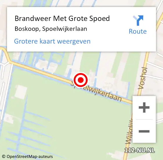 Locatie op kaart van de 112 melding: Brandweer Met Grote Spoed Naar Boskoop, Spoelwijkerlaan op 8 december 2022 15:25