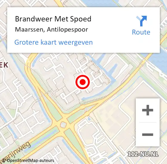 Locatie op kaart van de 112 melding: Brandweer Met Spoed Naar Maarssen, Antilopespoor op 8 december 2022 15:35