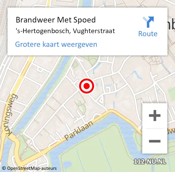 Locatie op kaart van de 112 melding: Brandweer Met Spoed Naar 's-Hertogenbosch, Vughterstraat op 8 december 2022 15:41