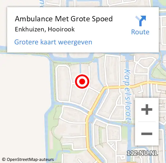 Locatie op kaart van de 112 melding: Ambulance Met Grote Spoed Naar Enkhuizen, Hooirook op 8 december 2022 15:48