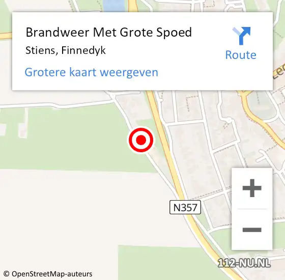 Locatie op kaart van de 112 melding: Brandweer Met Grote Spoed Naar Stiens, Finnedyk op 8 december 2022 15:49