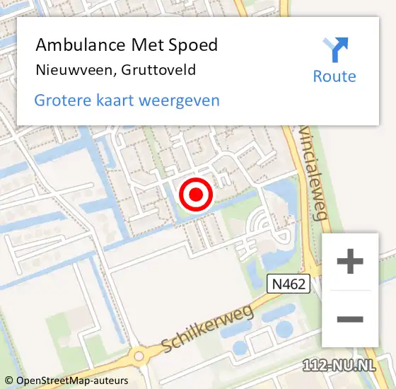 Locatie op kaart van de 112 melding: Ambulance Met Spoed Naar Nieuwveen, Gruttoveld op 8 december 2022 15:54