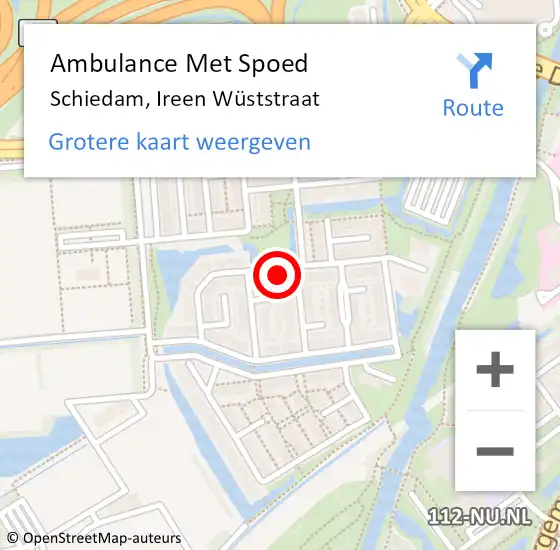 Locatie op kaart van de 112 melding: Ambulance Met Spoed Naar Schiedam, Ireen Wüststraat op 8 december 2022 16:02