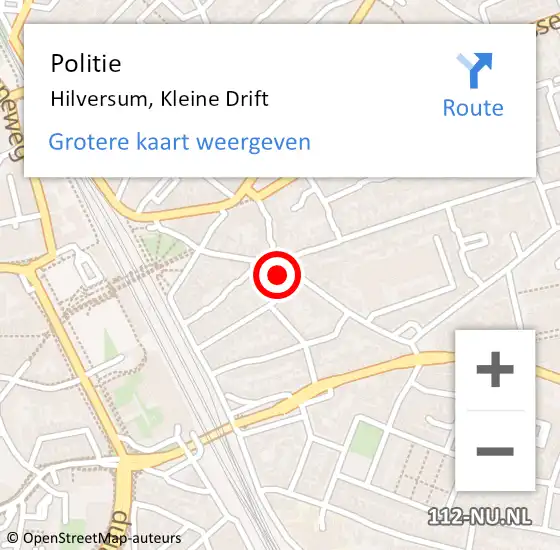 Locatie op kaart van de 112 melding: Politie Hilversum, Kleine Drift op 8 december 2022 16:44