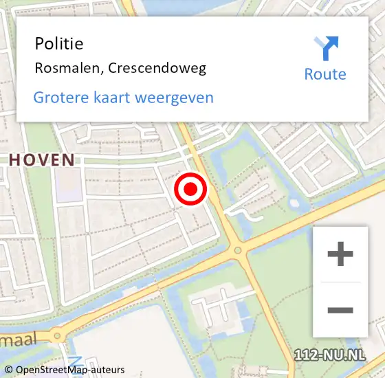 Locatie op kaart van de 112 melding: Politie Rosmalen, Crescendoweg op 8 december 2022 16:53