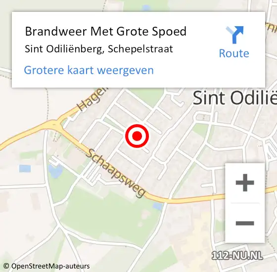 Locatie op kaart van de 112 melding: Brandweer Met Grote Spoed Naar Sint Odiliënberg, Schepelstraat op 8 december 2022 17:36