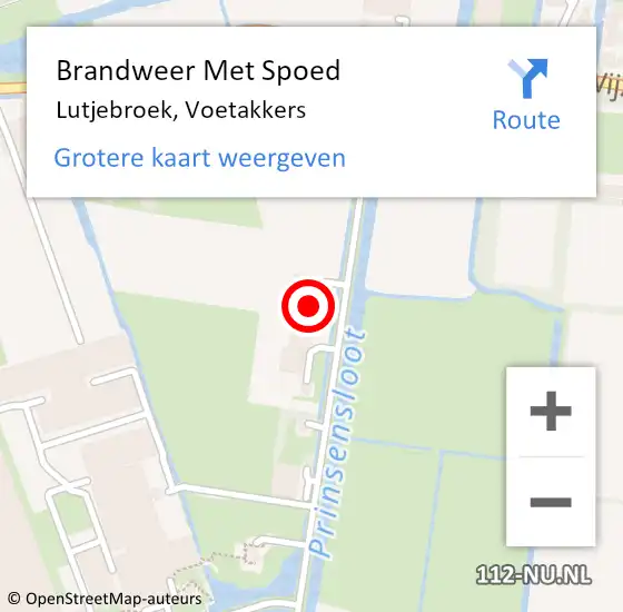 Locatie op kaart van de 112 melding: Brandweer Met Spoed Naar Lutjebroek, Voetakkers op 8 december 2022 17:49