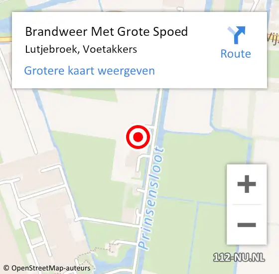 Locatie op kaart van de 112 melding: Brandweer Met Grote Spoed Naar Lutjebroek, Voetakkers op 8 december 2022 18:01