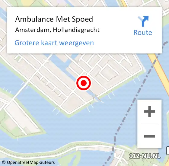 Locatie op kaart van de 112 melding: Ambulance Met Spoed Naar Amsterdam, Hollandiagracht op 8 december 2022 18:05