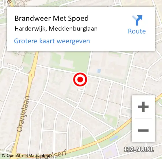 Locatie op kaart van de 112 melding: Brandweer Met Spoed Naar Harderwijk, Mecklenburglaan op 8 december 2022 18:06