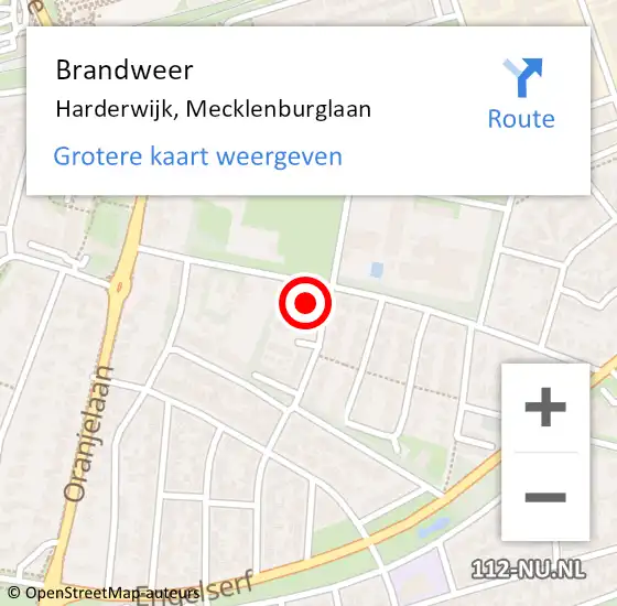 Locatie op kaart van de 112 melding: Brandweer Harderwijk, Mecklenburglaan op 8 december 2022 18:12