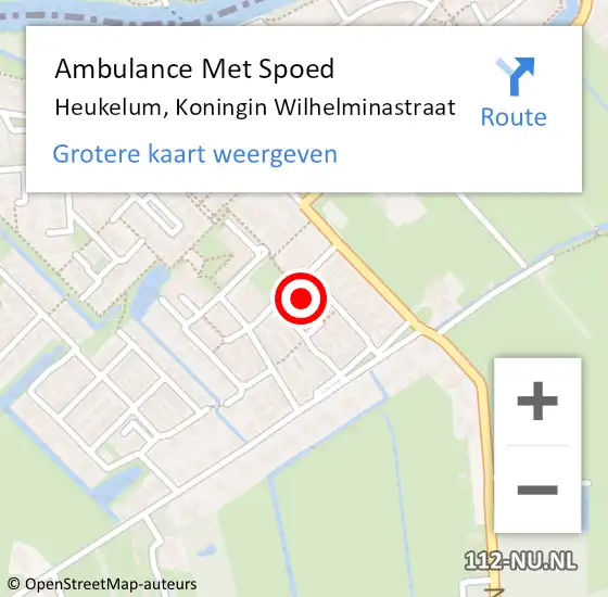 Locatie op kaart van de 112 melding: Ambulance Met Spoed Naar Heukelum, Koningin Wilhelminastraat op 8 december 2022 18:38