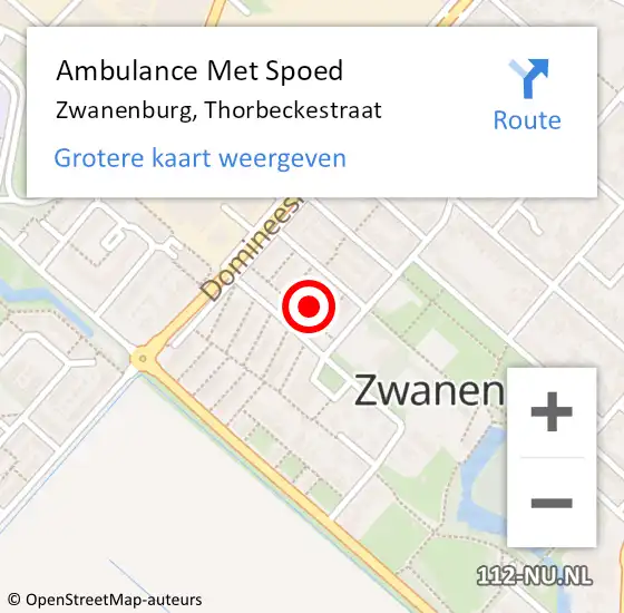 Locatie op kaart van de 112 melding: Ambulance Met Spoed Naar Zwanenburg, Thorbeckestraat op 8 december 2022 18:48
