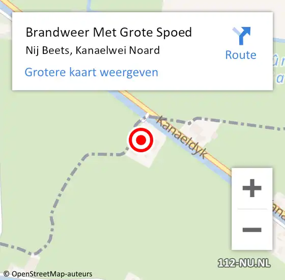 Locatie op kaart van de 112 melding: Brandweer Met Grote Spoed Naar Nij Beets, Kanaelwei Noard op 8 december 2022 18:55