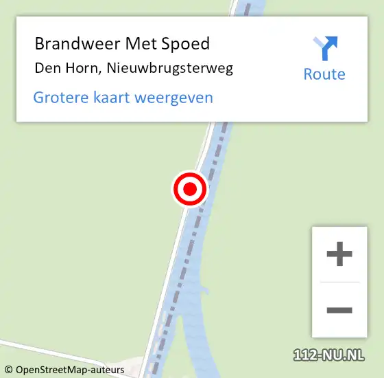 Locatie op kaart van de 112 melding: Brandweer Met Spoed Naar Den Horn, Nieuwbrugsterweg op 7 augustus 2014 16:21