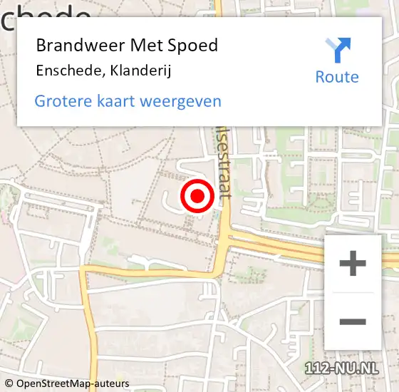 Locatie op kaart van de 112 melding: Brandweer Met Spoed Naar Enschede, Klanderij op 8 december 2022 19:05