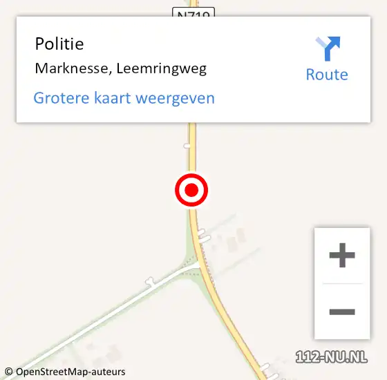 Locatie op kaart van de 112 melding: Politie Marknesse, Leemringweg op 7 augustus 2014 16:24