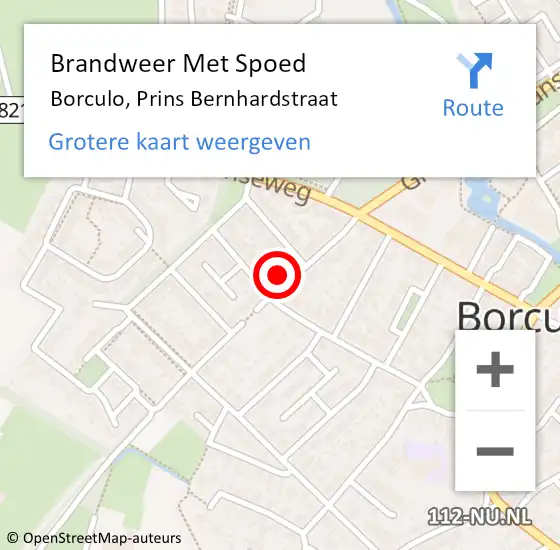 Locatie op kaart van de 112 melding: Brandweer Met Spoed Naar Borculo, Prins Bernhardstraat op 8 december 2022 19:16