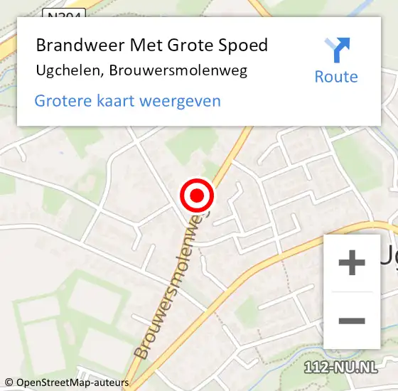 Locatie op kaart van de 112 melding: Brandweer Met Grote Spoed Naar Ugchelen, Brouwersmolenweg op 8 december 2022 19:24