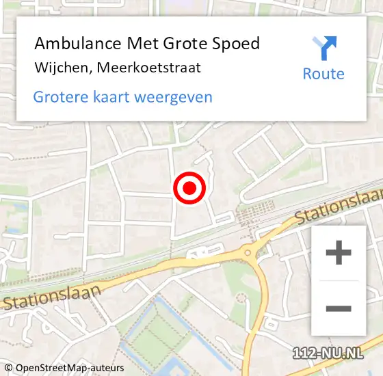 Locatie op kaart van de 112 melding: Ambulance Met Grote Spoed Naar Wijchen, Meerkoetstraat op 8 december 2022 19:26