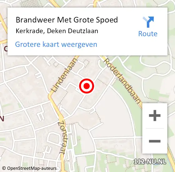 Locatie op kaart van de 112 melding: Brandweer Met Grote Spoed Naar Kerkrade, Deken Deutzlaan op 8 december 2022 19:27