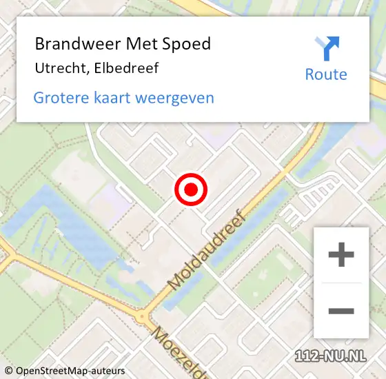 Locatie op kaart van de 112 melding: Brandweer Met Spoed Naar Utrecht, Elbedreef op 8 december 2022 19:35