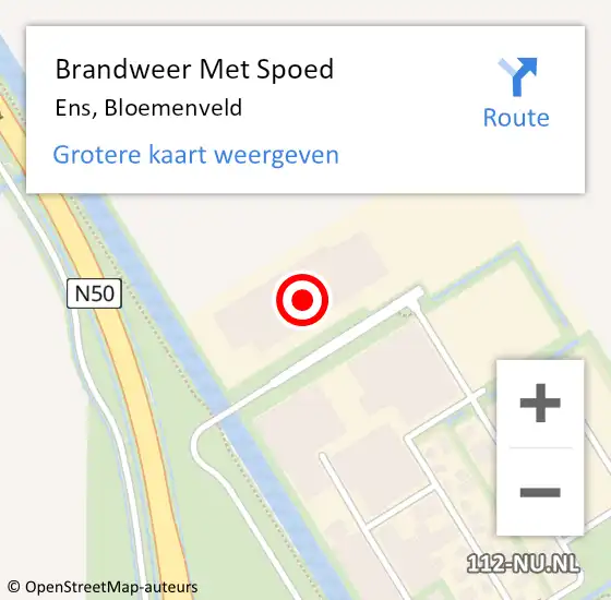 Locatie op kaart van de 112 melding: Brandweer Met Spoed Naar Ens, Bloemenveld op 8 december 2022 19:40