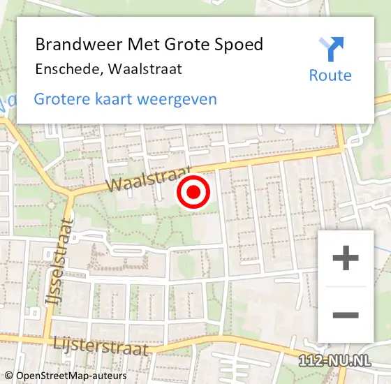 Locatie op kaart van de 112 melding: Brandweer Met Grote Spoed Naar Enschede, Waalstraat op 8 december 2022 19:44