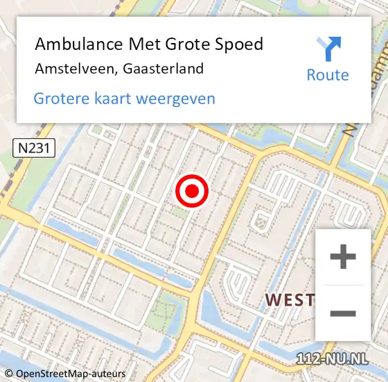 Locatie op kaart van de 112 melding: Ambulance Met Grote Spoed Naar Amstelveen, Gaasterland op 8 december 2022 20:18