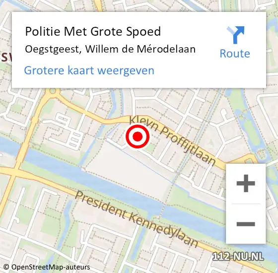 Locatie op kaart van de 112 melding: Politie Met Grote Spoed Naar Oegstgeest, Willem de Mérodelaan op 8 december 2022 20:36