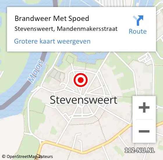 Locatie op kaart van de 112 melding: Brandweer Met Spoed Naar Stevensweert, Mandenmakersstraat op 8 december 2022 20:37