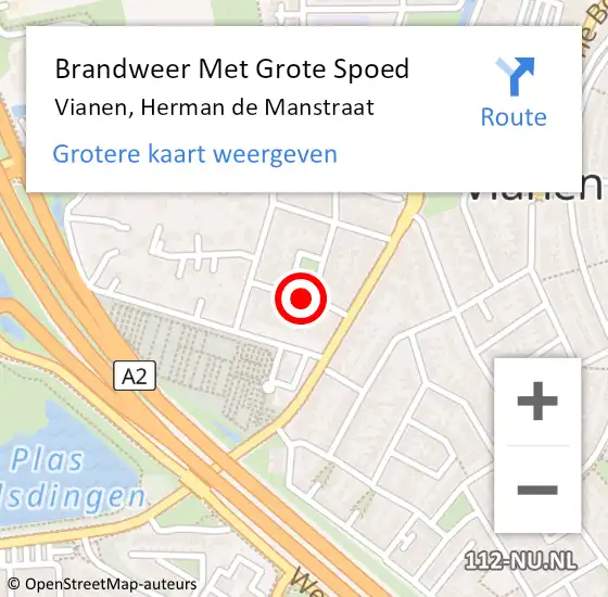 Locatie op kaart van de 112 melding: Brandweer Met Grote Spoed Naar Vianen, Herman de Manstraat op 8 december 2022 21:12