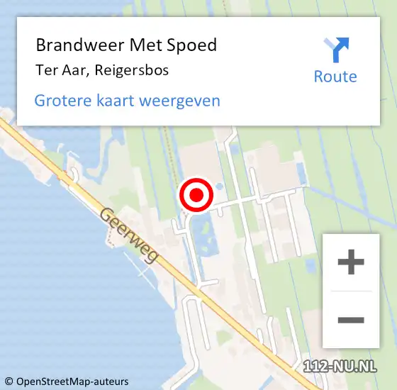 Locatie op kaart van de 112 melding: Brandweer Met Spoed Naar Ter Aar, Reigersbos op 8 december 2022 21:18