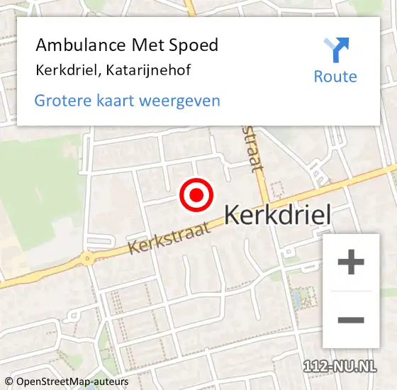 Locatie op kaart van de 112 melding: Ambulance Met Spoed Naar Kerkdriel, Katarijnehof op 8 december 2022 21:33