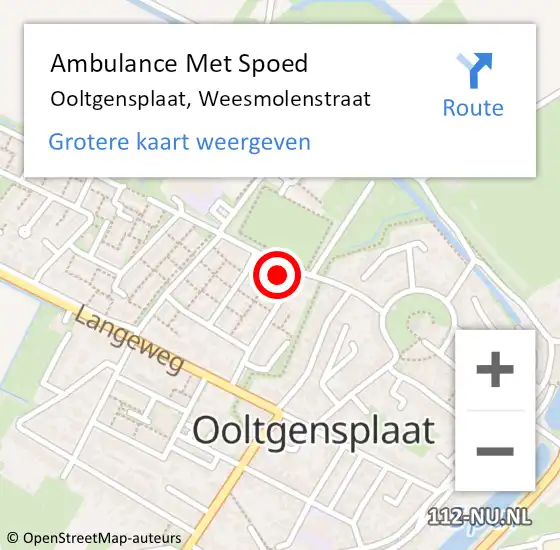 Locatie op kaart van de 112 melding: Ambulance Met Spoed Naar Ooltgensplaat, Weesmolenstraat op 8 december 2022 21:40