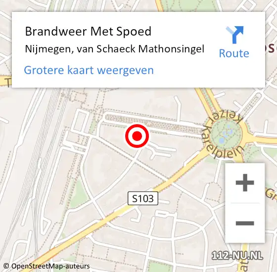 Locatie op kaart van de 112 melding: Brandweer Met Spoed Naar Nijmegen, van Schaeck Mathonsingel op 8 december 2022 22:22