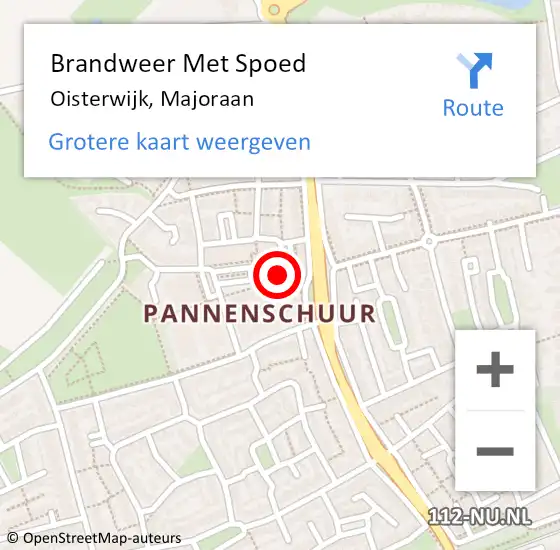 Locatie op kaart van de 112 melding: Brandweer Met Spoed Naar Oisterwijk, Majoraan op 8 december 2022 22:31