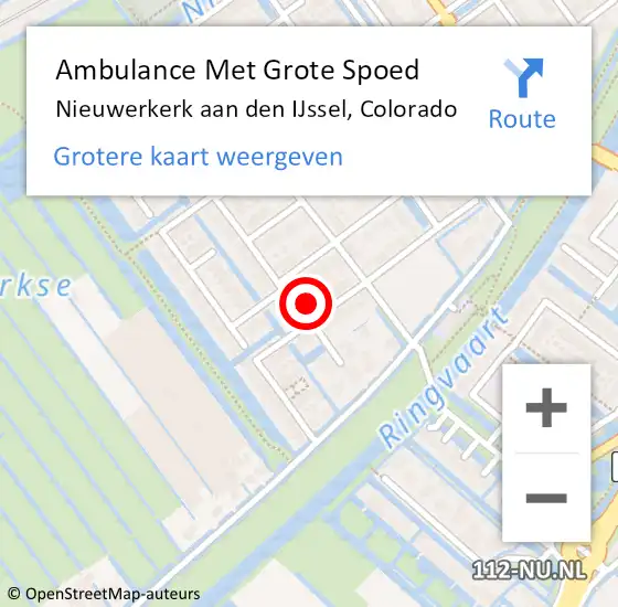 Locatie op kaart van de 112 melding: Ambulance Met Grote Spoed Naar Nieuwerkerk aan den IJssel, Colorado op 8 december 2022 22:48