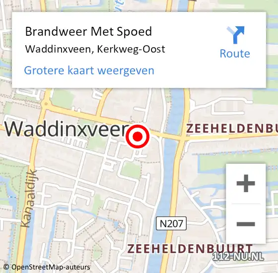 Locatie op kaart van de 112 melding: Brandweer Met Spoed Naar Waddinxveen, Kerkweg-Oost op 8 december 2022 23:03